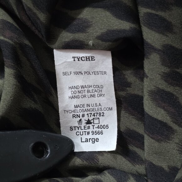 Tyche Halter Tie Front Top Womens L Green Black Leopard Print Lined Boho Preppy - Picture 10 of 13